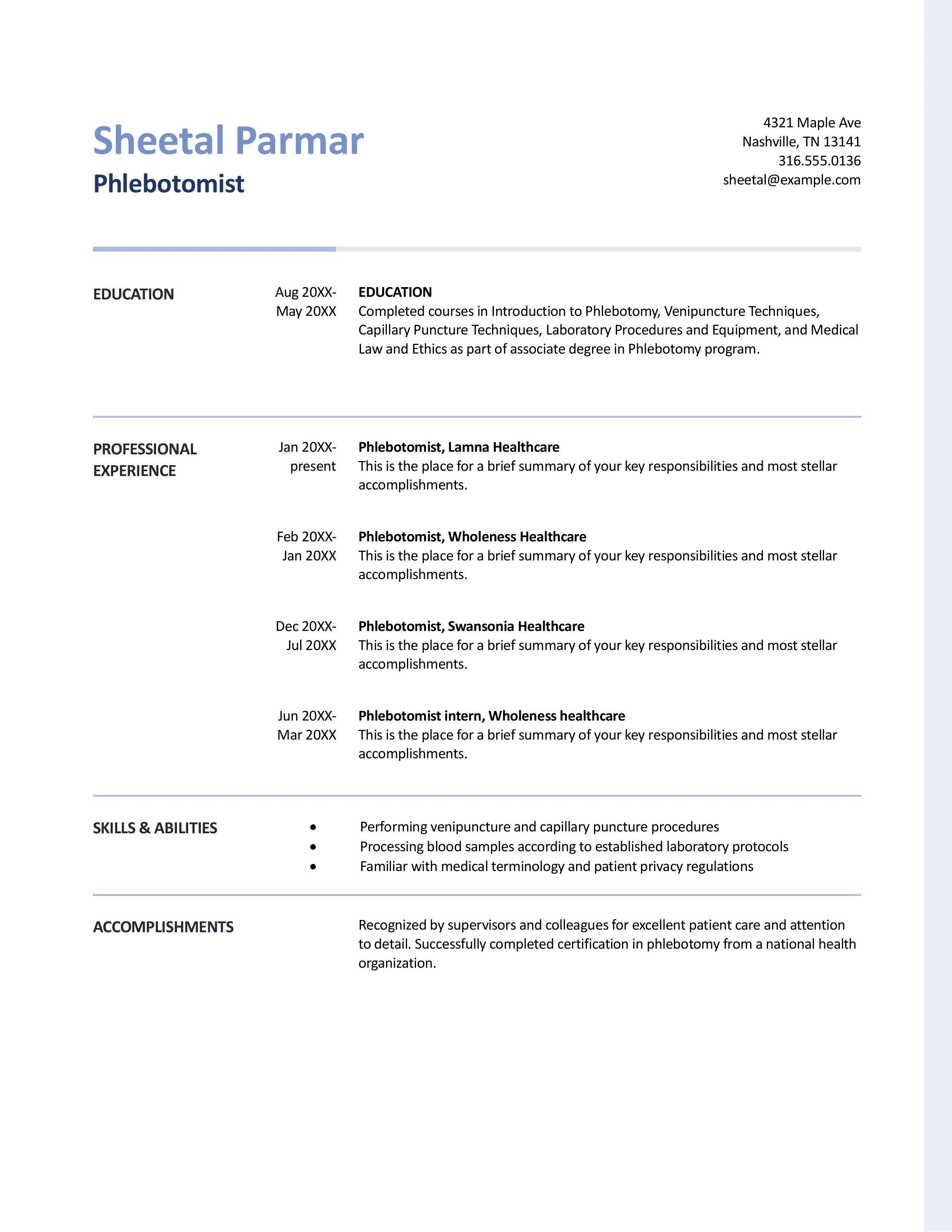 Professional Resume Template for Experienced Professionals